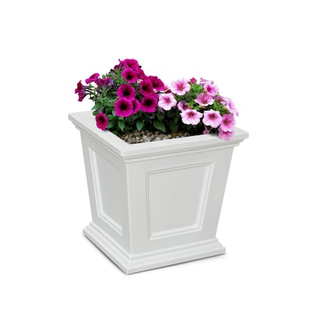 Lawnitator 16 in. Fairfield Square Planter - White LA3090961
